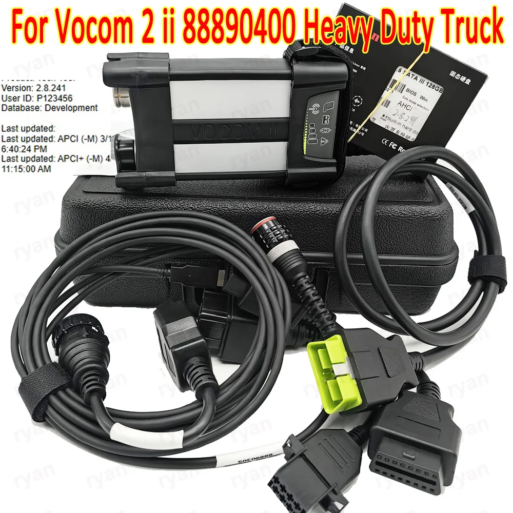 For Vocom 2 II TECH TOOL V2.8.241 Heavy Duty Truck excavator Diagnostic OBD2 Scanner Cable VOCOM 2 88890400 Diagnostic Tools