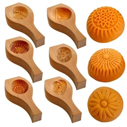 Wooden Mung Bean Dessert Pastry Mold 3d Flowe Mold Moon Cake Household Pasta Bean Paste Bun Making Mold Pastry Tools