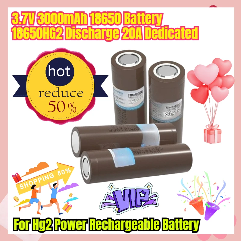 

3.7V 3000mAh 18650 Battery 18650HG2 Discharge 20A Dedicated for Hg2 Power Rechargeable Battery