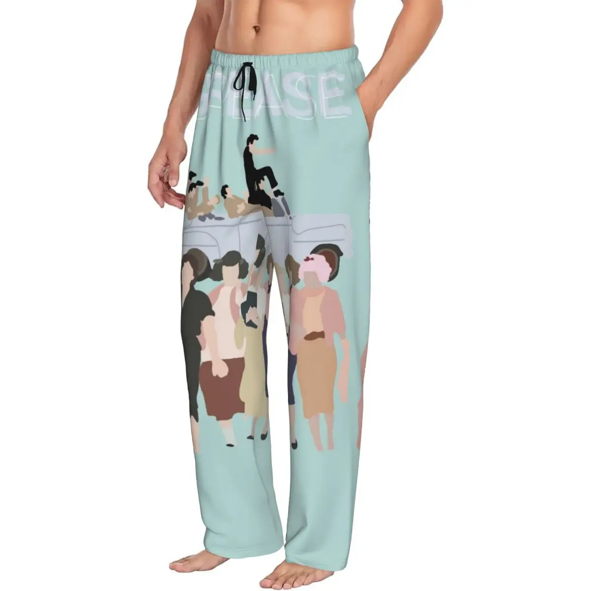 Custom Movie Character Grease Pajama Pants Men Sleepwear Lounge Sleep Bottoms Stretch with Pockets view 2