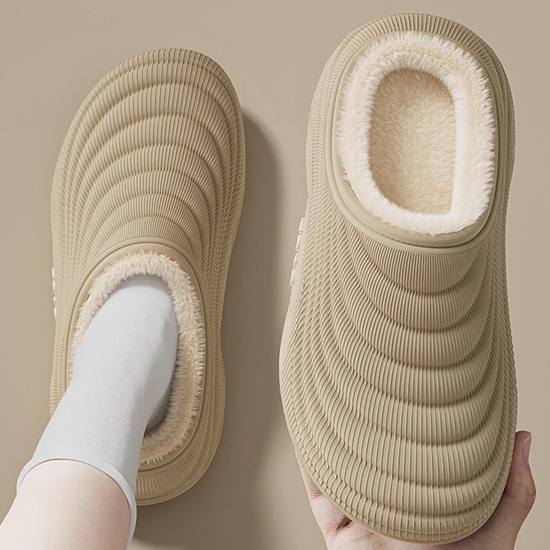 Home Fuzzy Slipper Women Fluffy Winter Warm Fur Plush Indoor Lazy Thermal Furry House Shoe Flat Flip Flop Ladies Slide Men Male