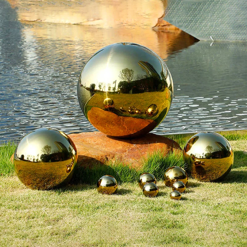 201 Stainless Steel Mirror Sphere Titanium Gold Hollow Ball Seamless Home&Garden Festivals Decor Mirror Balls Sphere 32mm-150mm