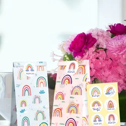 10Pcs Rainbow Theme Paper Candy Bags DIY Baking Cookies Packing Gift Bag Stand Up Favor Bags Wedding Party Birthday Supplies
