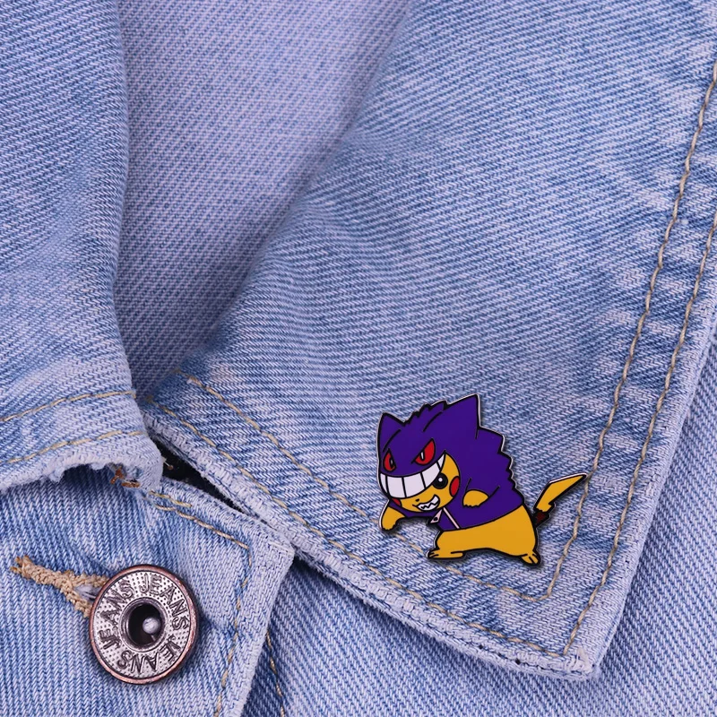 Pikachu In A Gengar Hoodie Enamel Pins Collect Pokemon Kawaii Elves Cartoon Movies Lapel Brooch Give Fans Anime Gift Badges