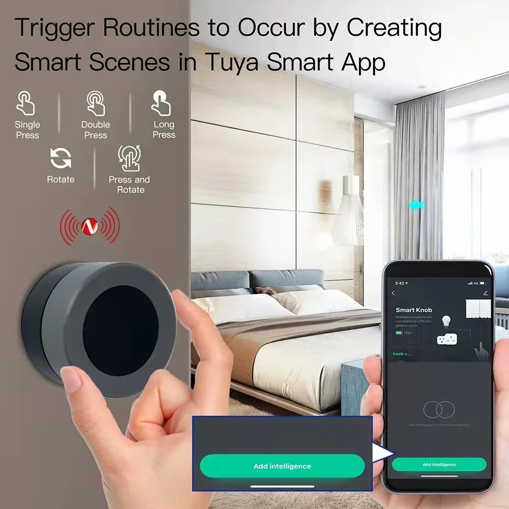 Tuya ZigBee Smart Knob Switch ruota la pressione Wireless Scene Switch Button Controller Smart Life APP Control Smart Home per Gateway