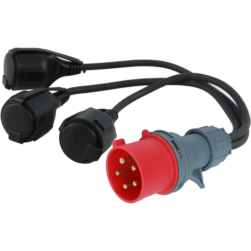 

AB15-Camping CEE Adapter Cable 400 V 16 A Plug To 3 X 230 V Coupling For Caravan, Industrial, Outdoor Use