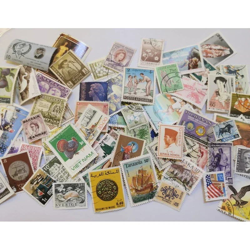 100 Pieces Foreign Stamps, Write-off Stamps or New Stamps Random From All Over The World, Love To Collect, Commemorative Stamp