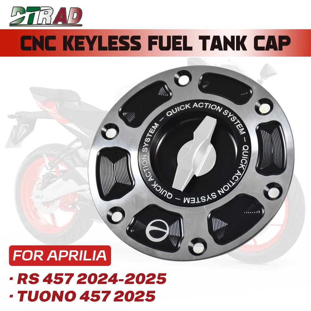 

RS457 For Aprilia RS 457 Tuono 457 2024 2025 CNC Billet Motorcycle Quick Release Fuel Tank Caps Fast Open Gas Oil Petrol Cover