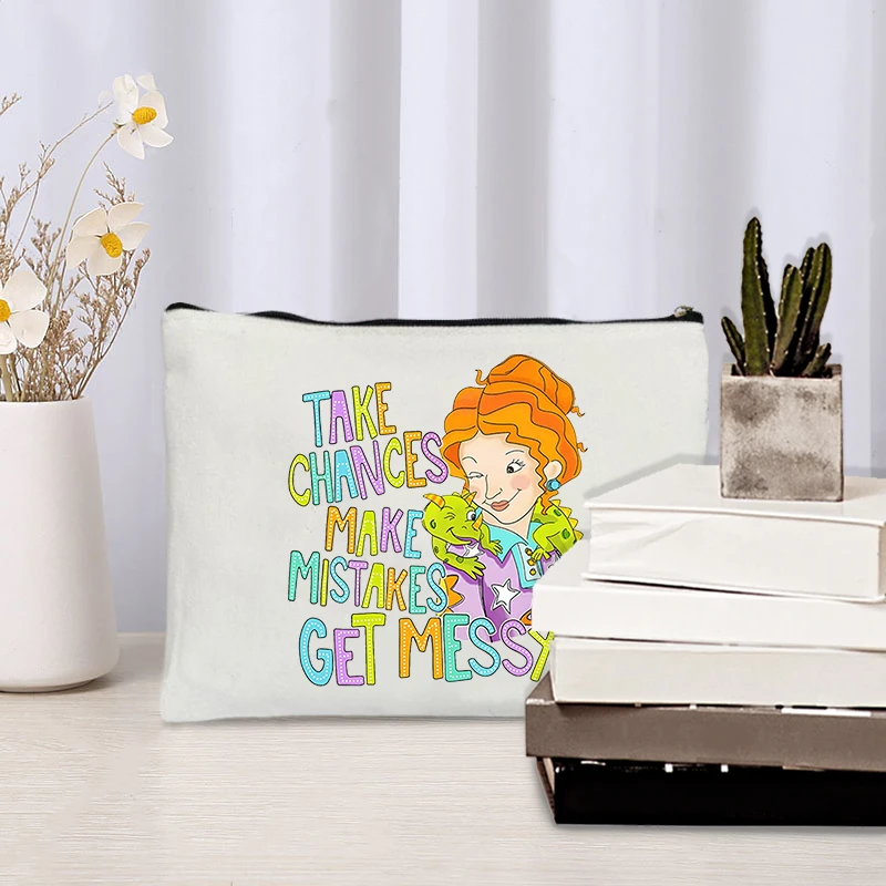 

Seize The Opportunity To Make Mistakes and Mess Up Miss Frizzle's Gifts, Travel Stationery Storage Bags, Canvas Makeup Bags