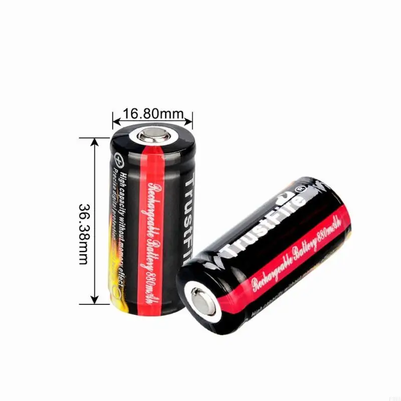 F3MA 2 batterie 16340 ricaricabili agli ioni litio CR123A 3,7 V per torcia fotografica
