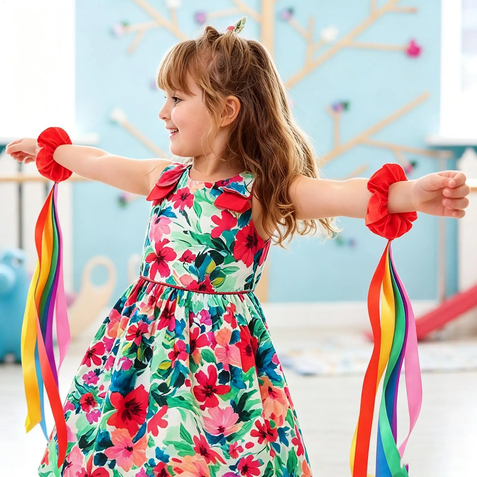 

Dance Ribbons Wrist Streamers 19.69 Inch Handheld Multi-Colored Decoration Dancing Rhythm Ribbons For School Art Show Gymnastic
