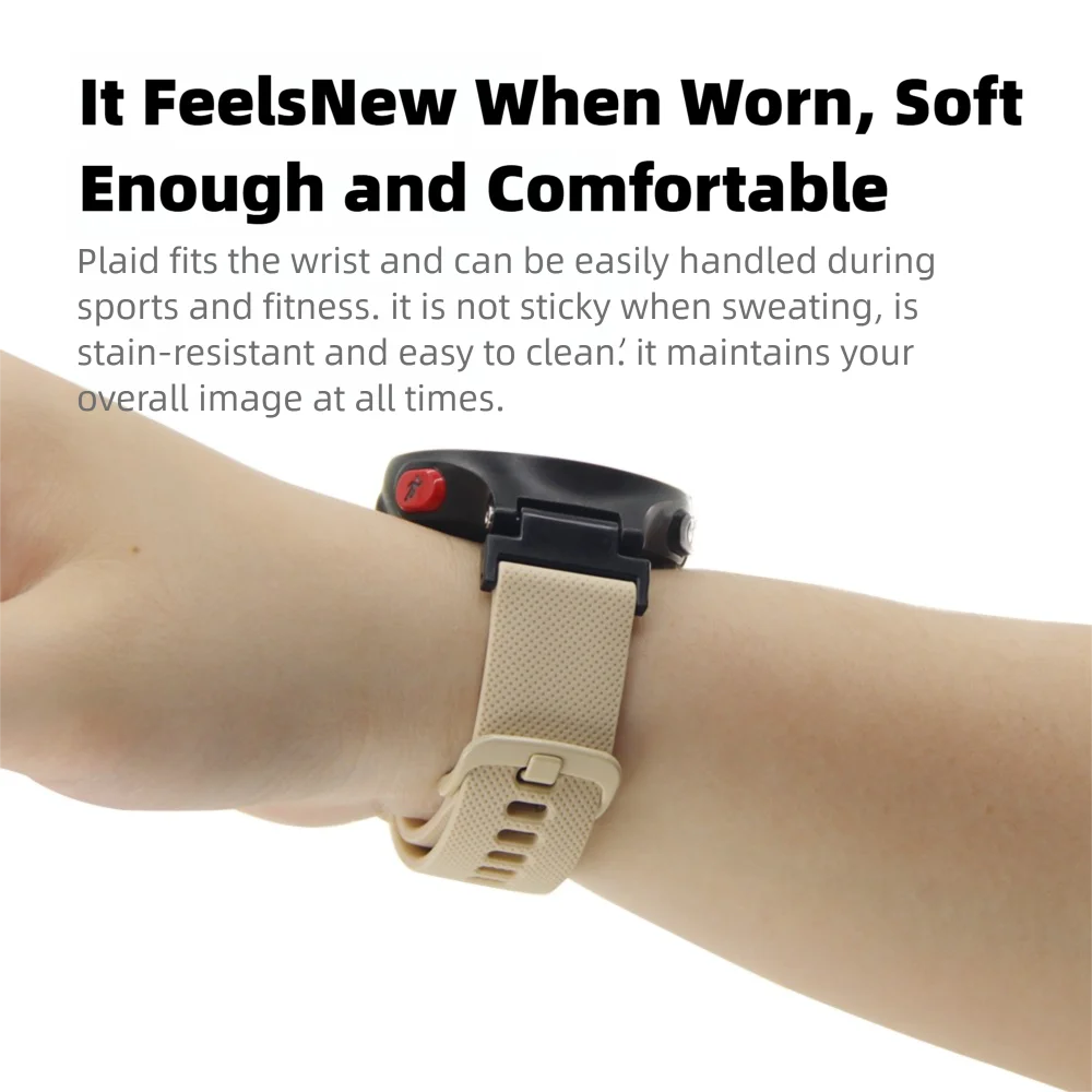 حزام ساعة سريع الإصدار لساعة Garmin 235 سوار صغير بنمط مربعات خفيف الوزن من السيليكون قابل للتعديل حزام ساعة ذكية