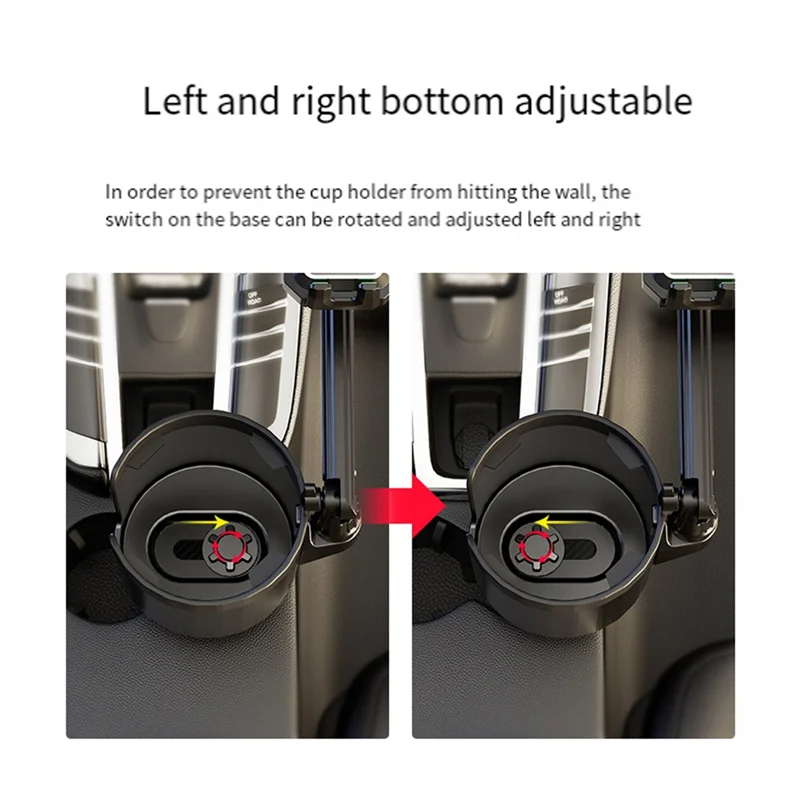 

Car Cup Holder With Phone Mount, 2 In 1 Adjustable Cup Holder Expander With 360° Rotation Cellphone Holder-Y46A