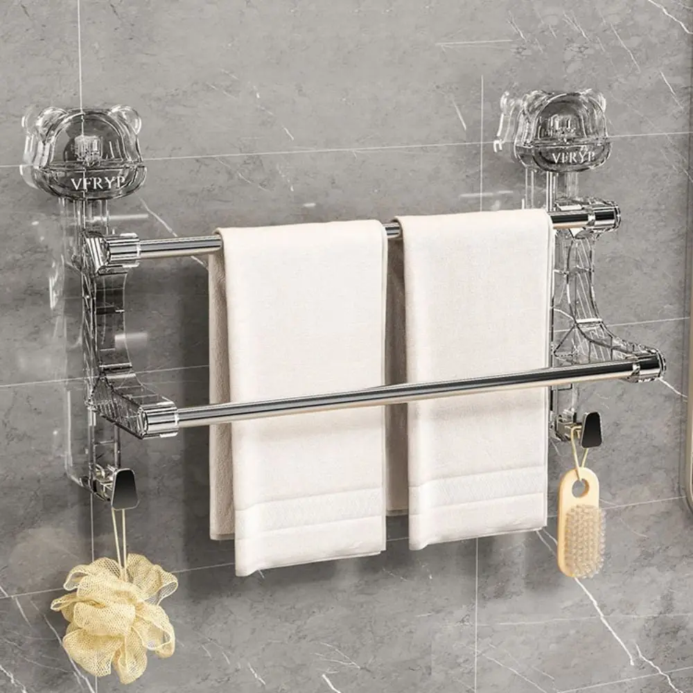 

Sturdy And Space Saving Towel Bars Suction Cup Punch-free Toilet Towel Rod Double Rod Wall Mounted Towel Holder