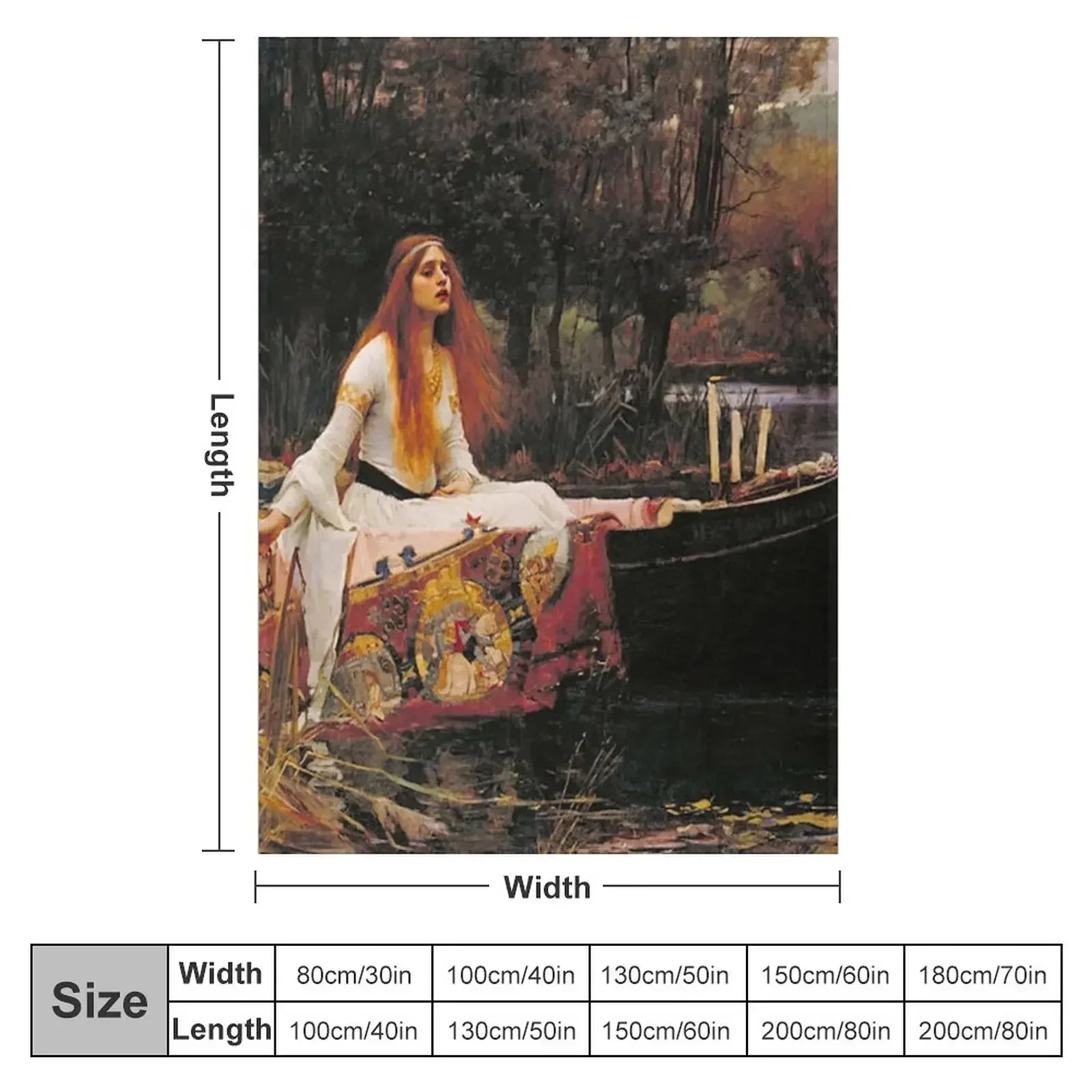 THE LADY OF SHALLOT - WATERHOUSE Throw Blanket couch cozy soft plush fuzzy picnic outdoor blanket
