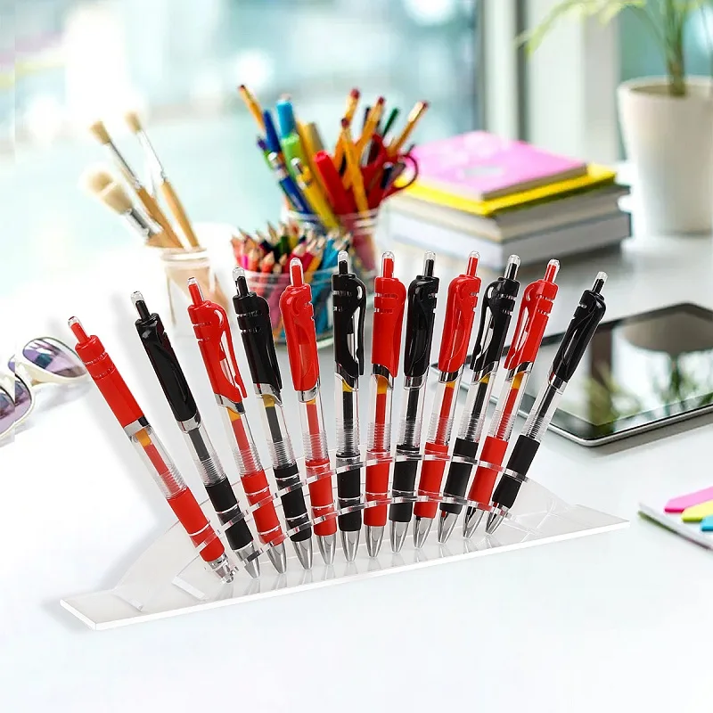 Acrylic Pen Holder Multi-holes Storage Rack for Eyebrow Pens Pencils  Desktop Organizer Office Home School