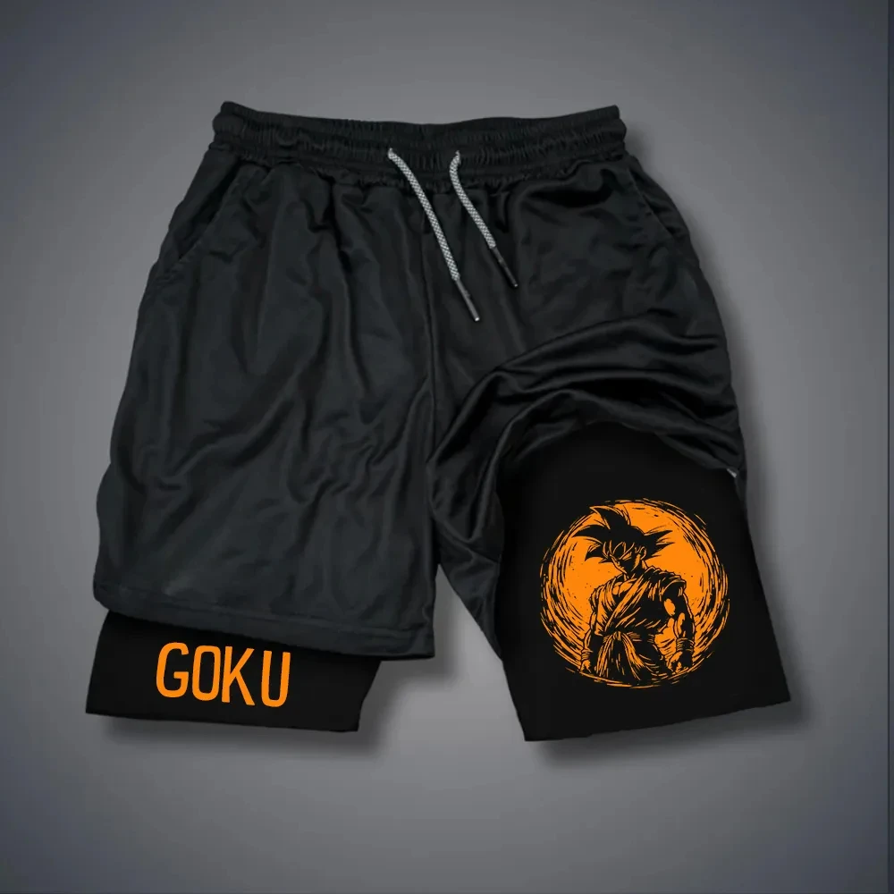 Nuovi pantaloncini a doppio strato stampati periferici Dragon Ball GOKU Anime 2025 Pantaloncini sportivi alla moda per uomo e donna estivi