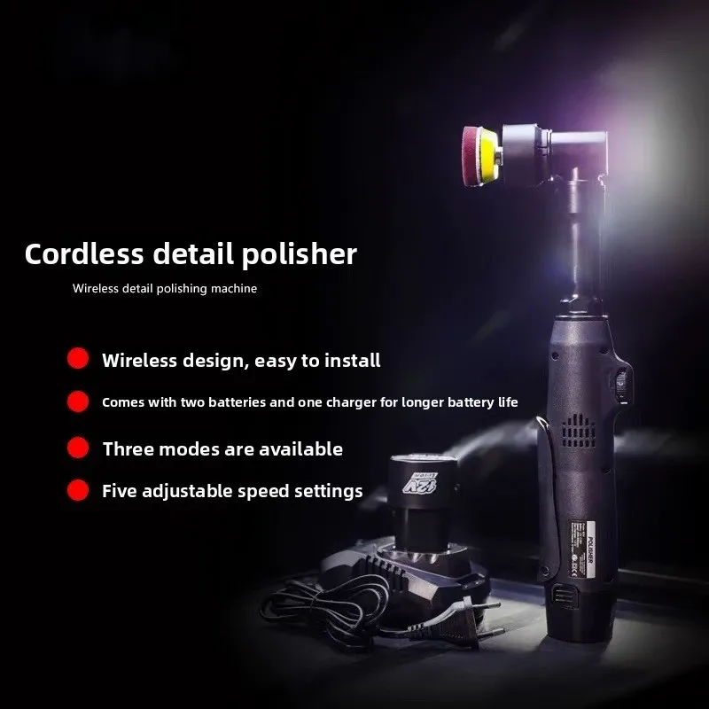 Cordless Car Detail Polisher Buffer, Lithium Battery, Efficient Cleaning Tool Kit, Waxing & Fine Polishing for Auto Beauty