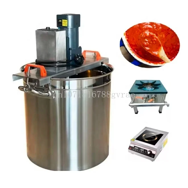 Industrial Commercial Multifunctional Electric Food Jam Sauce Stirrer Mixing Hot Pot Jam Cooking Mixing Machine with Mixer