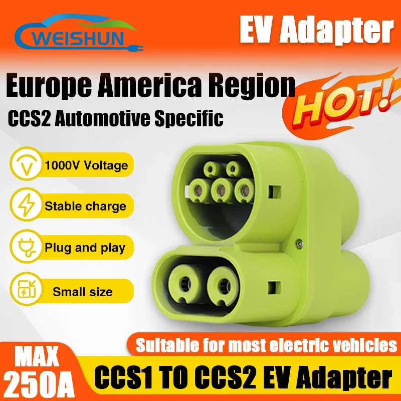 CCS1 to CCS2 EV Adapter 250A 1000V 250KW DC and AC support  CCS Combo1 Plug Charging Connectors for Electric Vehicle Adaptor byd