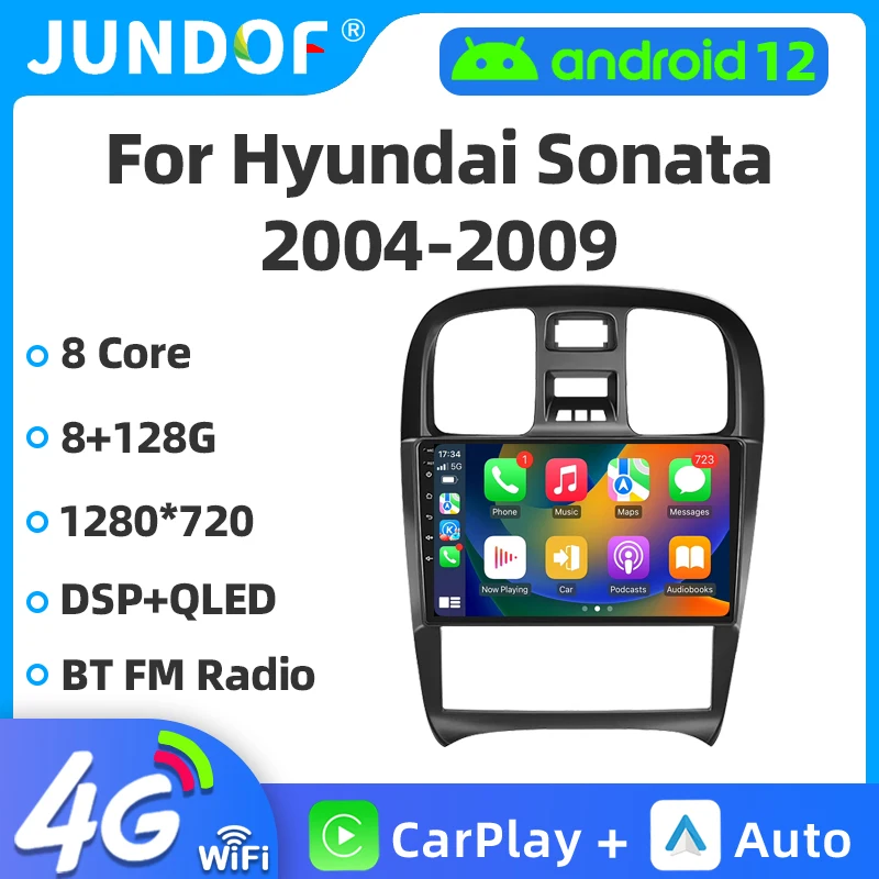 

Автомагнитола Jundof Pro, мультимедийный видеоплеер для Hyundai Sonata 2003-2009, Android 12, 4G + WIFI, 2 din, dvd, Carplay, GPS, Autoraido