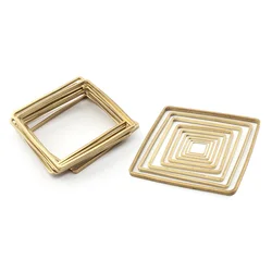 20pcs/lot 8-35mm Raw Brass Square Frame Charms Pendants Connectors For DIY Handmade Earrings Jewelry Making Components