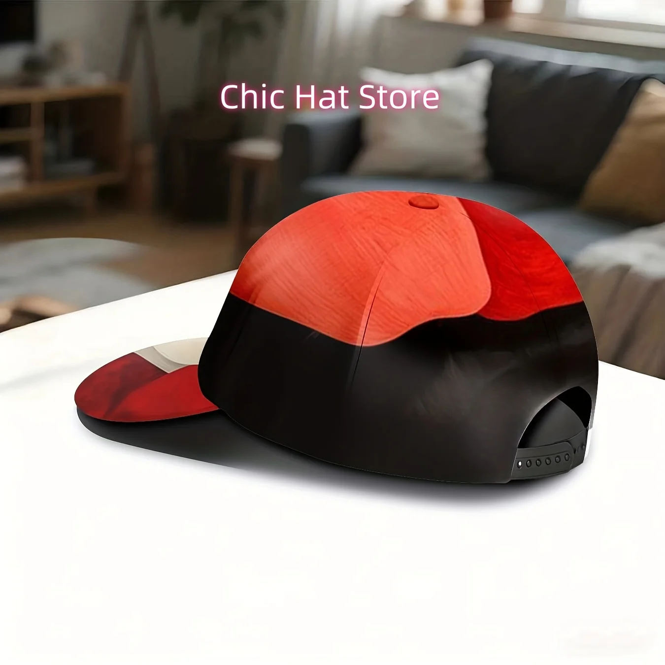 Men's & Women's Red & Black Abstract Flower Print Baseball Cap - Adjustable Unisex Hat with Full-Body Flower Patterns, Lightweig