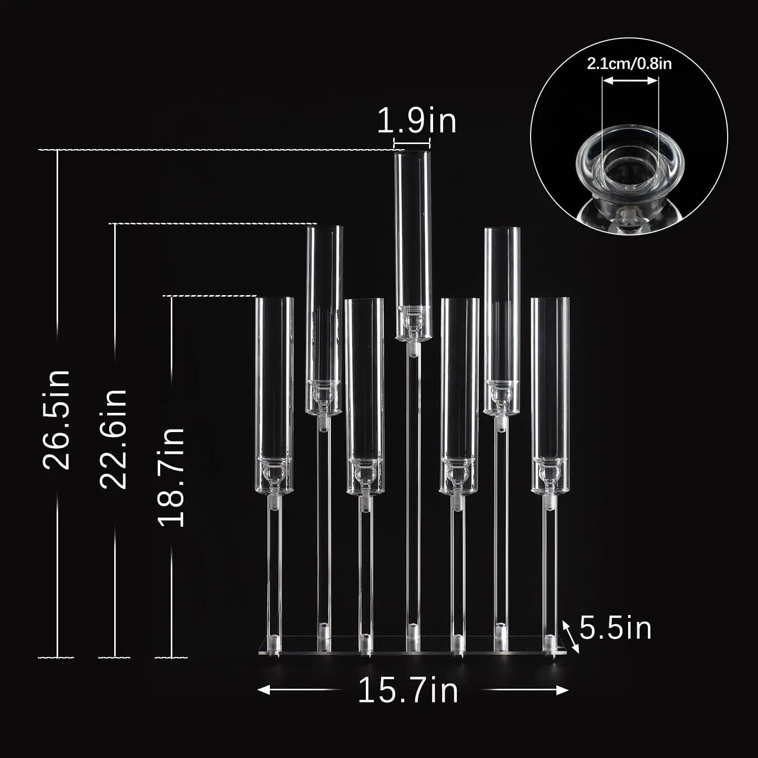 8 pezzi portacandele in acrilico candeliere centrotavola candelabri 7 bracci per decorazioni per eventi di compleanno festa di nozze 26,5 pollici di altezza