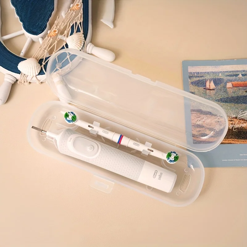 2pcs Universal Electric Toothbrush Storage Box For Oral B, Translucent Toothbrush Box For Home Travel