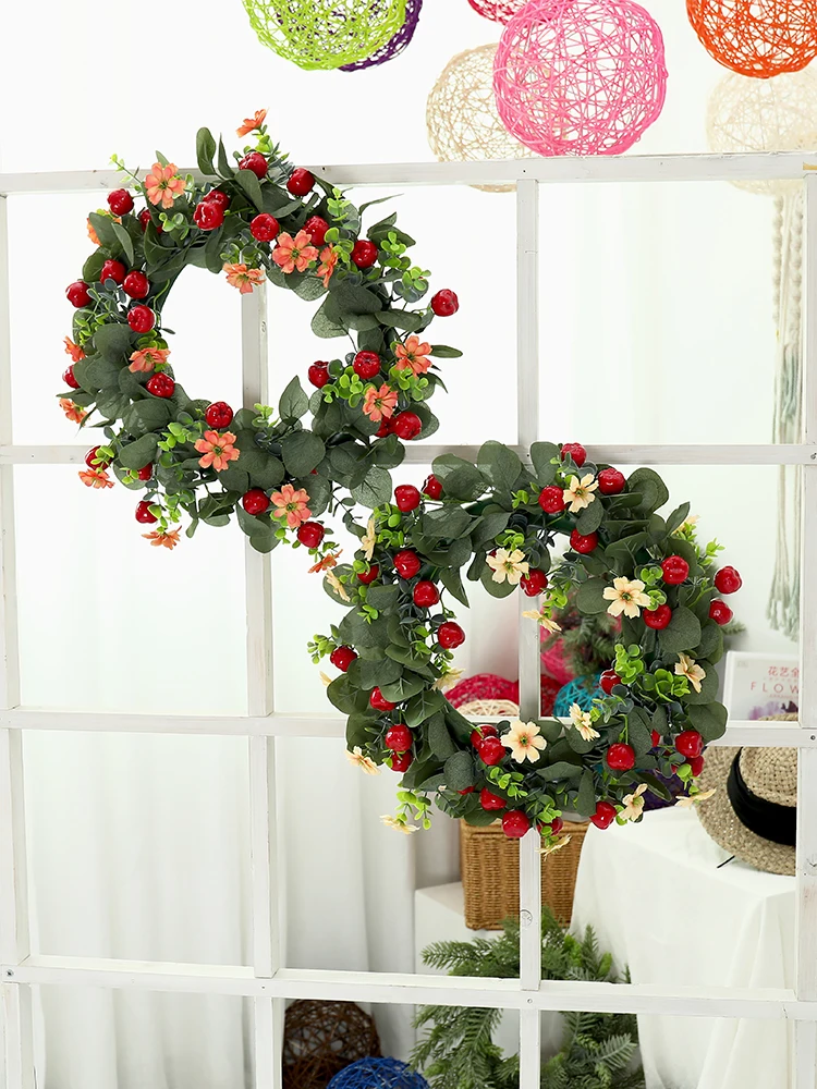 40/50cm Wreath Flowers DIY Christmas Creative Artificial Garland Door Wall Window Hanging Pendants Wedding Decoration Home Party