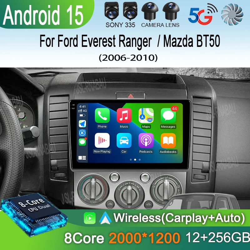 Radio de coche Android 15 para Ford Everest Ranger Mazda BT50 BT-50 2006 2007 2008 - 2010 GPS reproductor de vídeo Multimedia unidad principal estéreo