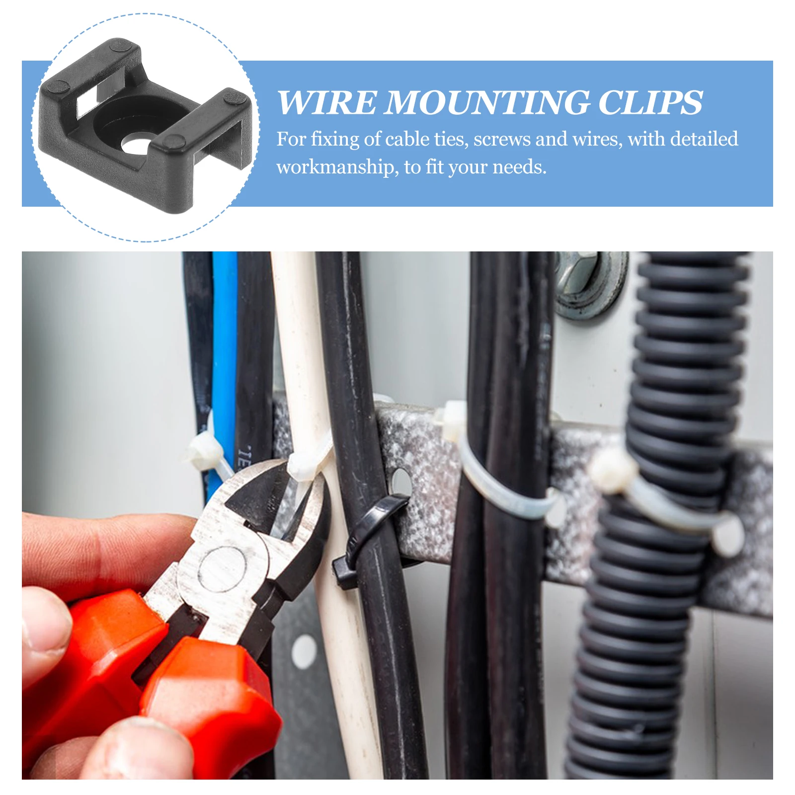 

500pcs Cable Tie Mounts Wire Holders Electric Clamp Clips Zip Tie Fixing Base ABS Plastic Home Office Car USB Computer