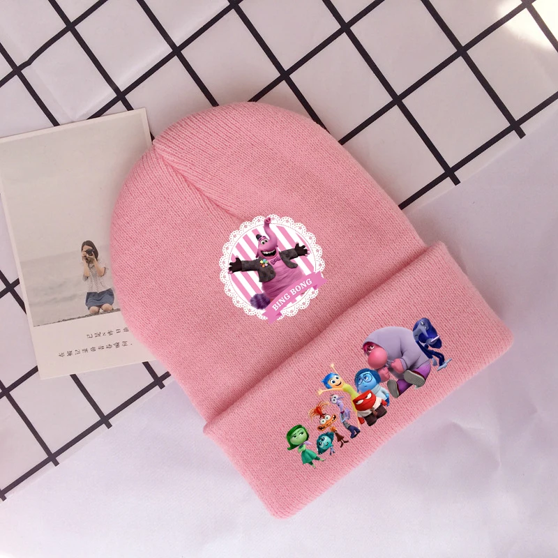 Disney Inside Out 2 Children Cute Knitted Hat Kids Anime Printed Knit Cap Boy Cartoon New Hats Autumn Girl Casual Warm Caps Gift