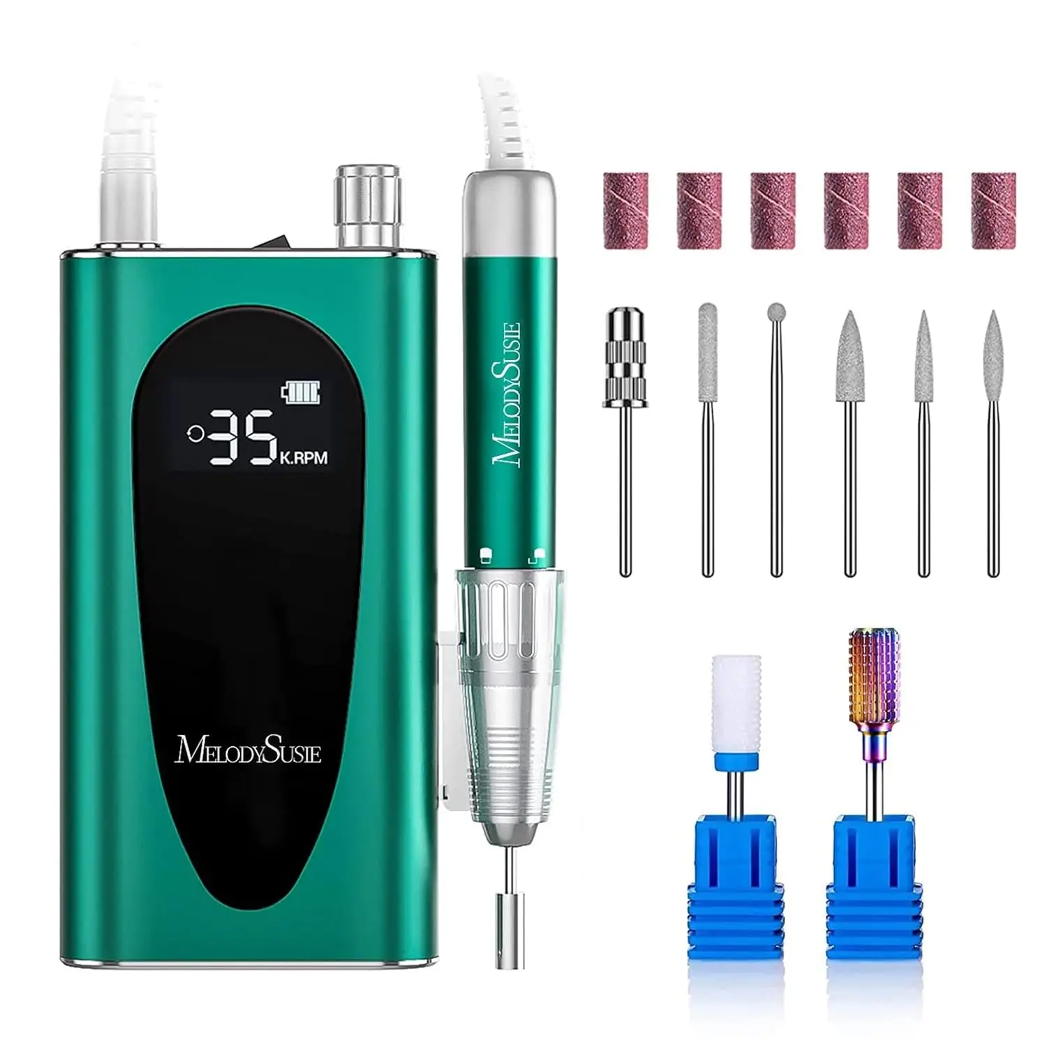 

Cordless Nail Drill 35000RPM Rechargeable Electric File with Lightweight Handpiece for Manicure Shaping & Gel Removal