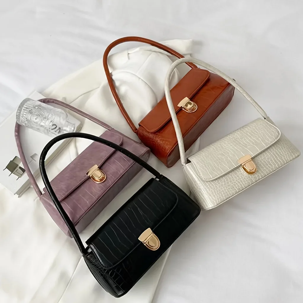 

Stone Pattern Shoulder Bag, All-match Solid Color Bag, Perfect Underarm Bag For Daily Use