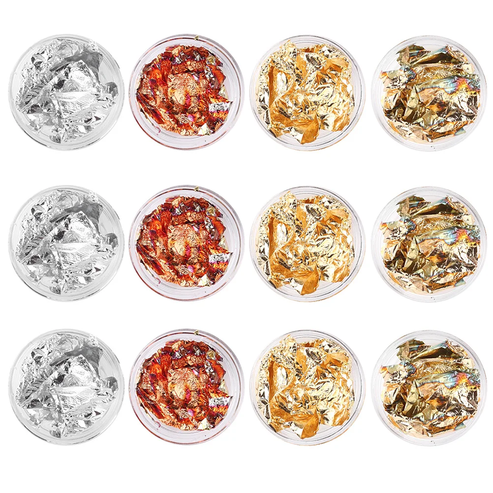 24개 글리터 포일 네일 아트 스티커 DIY 매니큐어 데칼 창의적인 네일 칩 장식 크리스마스 할로윈 파티