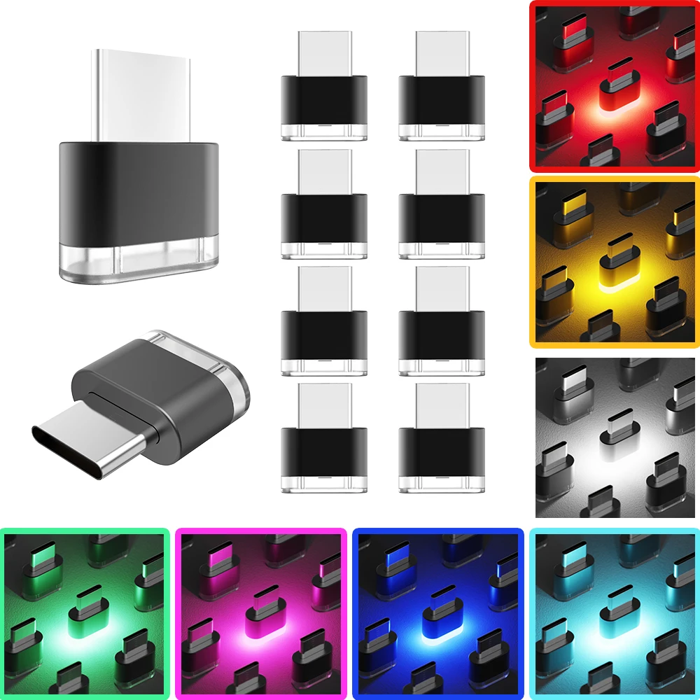 10 stücke Neue Typ-C Auto Innen Umgebungs Atmosphäre Licht LED Signal Lichter Auto Lesen Lampe Dekorationen Auto Innen zubehör