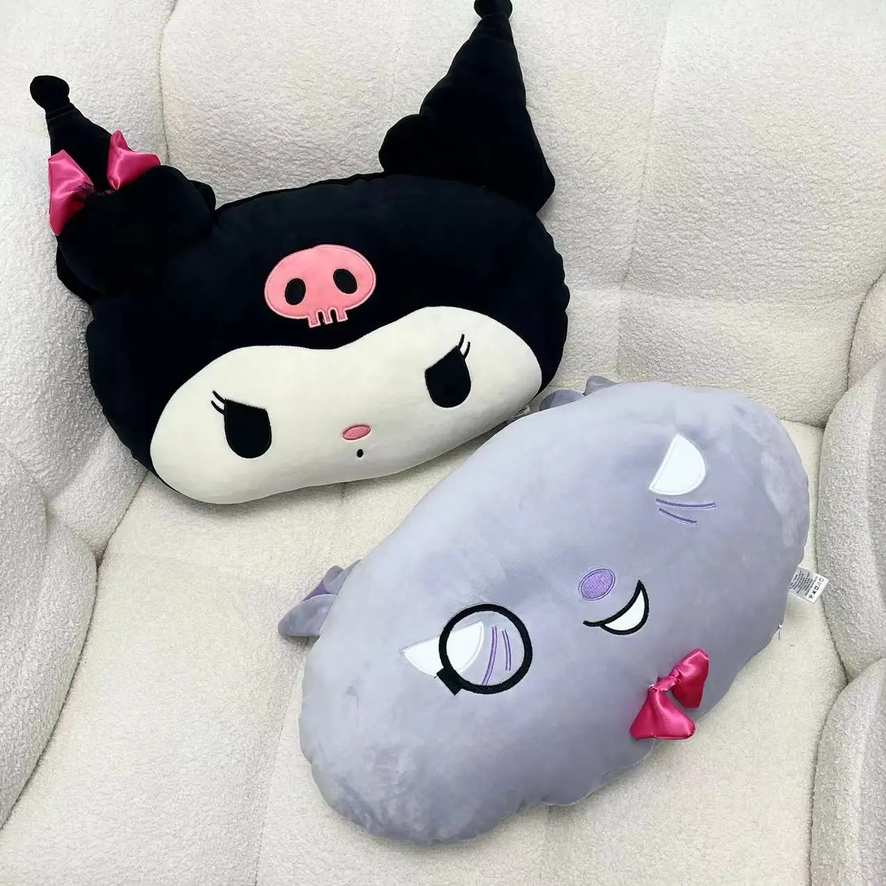 Very Soft Kuromi Baku Plushies Throw Pillow Stuffed Anime Comfortable Kawaii Cushion Blanket Sofa Bed Birthday Gifts