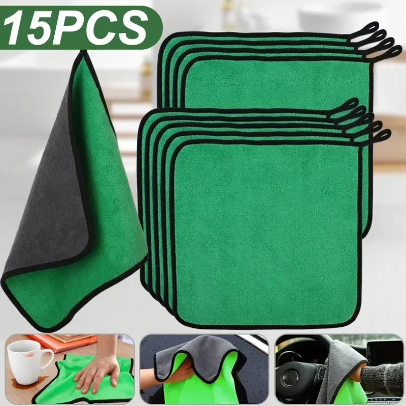 5/15pcs Microfiber Cleaning Towel Car Cleaning Cloths Car Detailing Drying Microfiber Towel Household Washing Wipe Rag Tool