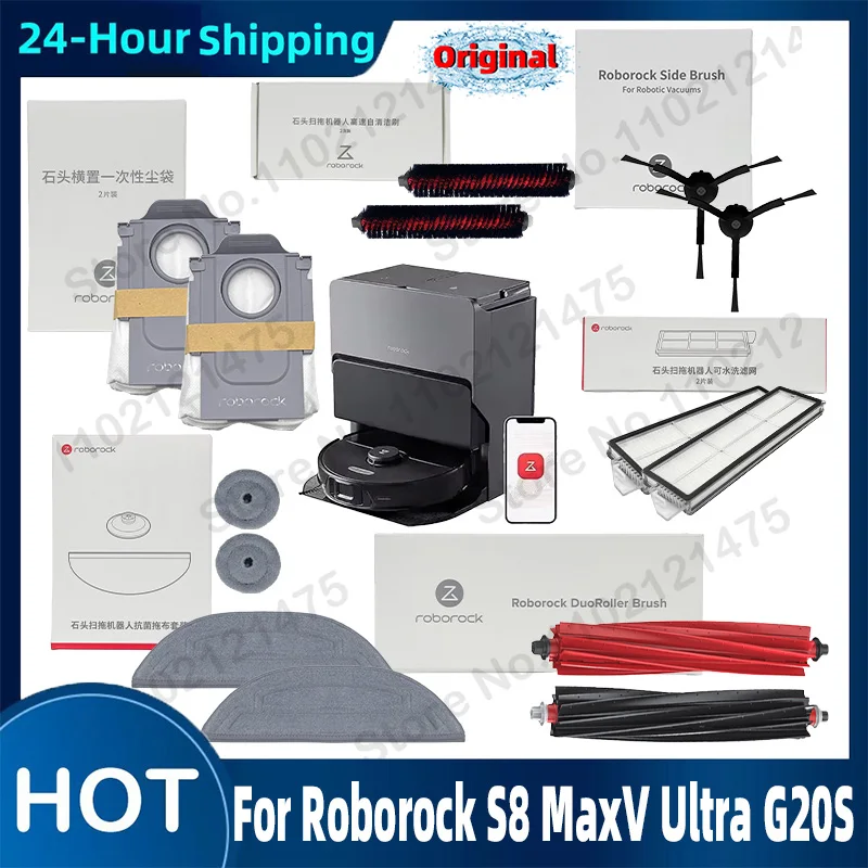 

Original Roller Brush Filter Side brush Accessories For Roborock S8 MaxV Ultra G20S Dust bag Mop cloth Robot Vacuum Spare Parts