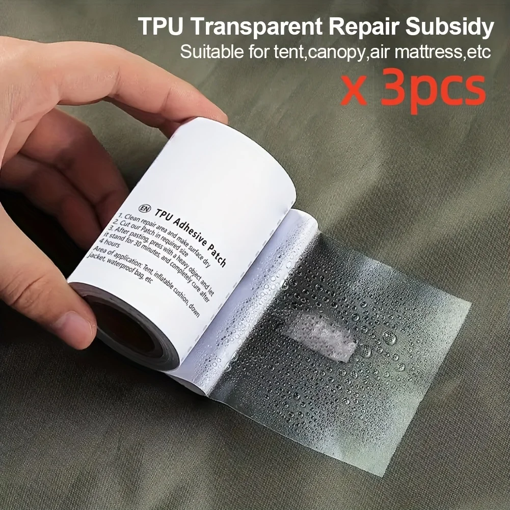 3pcs/pack TPU transparent repair patch for tents, raincoats, swimming rings, mending tape, inflatable products, leak repair patc