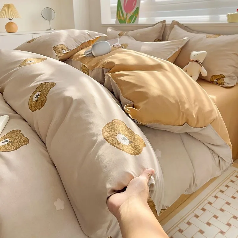 Summer Bedding Set 2024 Ins Twin Queen Duvet Cover Flat Sheet Pillowcase No Filler Girl Boys Hotel Home Bed Linens