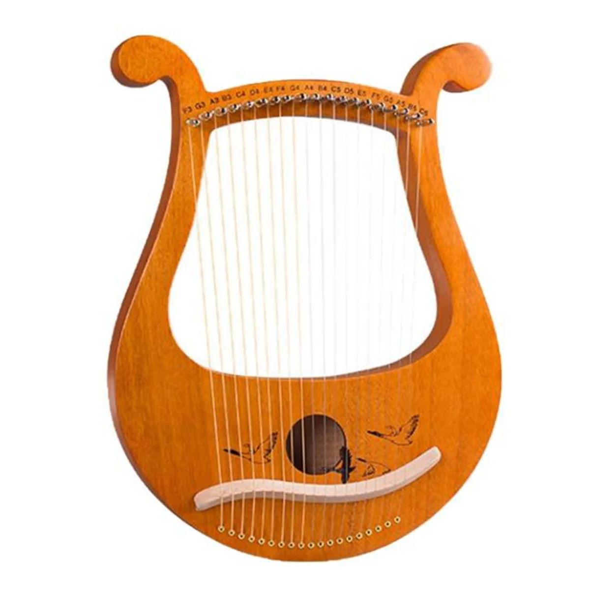 Lyre Harp 19 String Greek Violin 19 String Lyre Unique Patterns Carved Phonetic Symbols For Music Lovers Beginners Etc