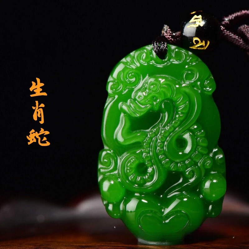 Hetian jade jasper spinach green twelve zodiac pendant Mouse ox tiger rabbit dragon snake horse sheep monkey chicken dog pig