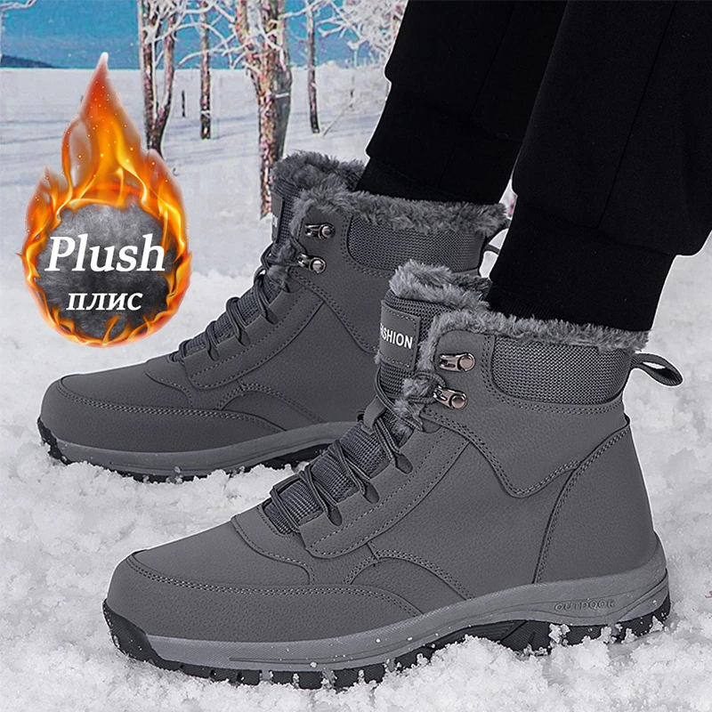 Winter Women Snow Boots For Waterproof Leather Sneakers Super Warm Men\'s Boots Outdoor Couples Hiking Boots Work Shoes Size37-47