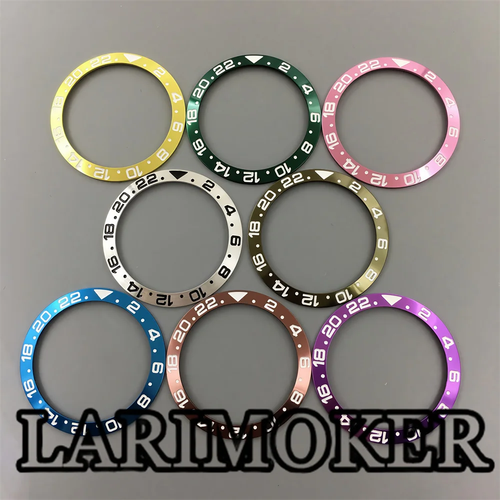 LARIMOKER 38MM*31.5MM Silver red yellow pink blue green and brown aluminum bezel suitable for 40MM case watch parts