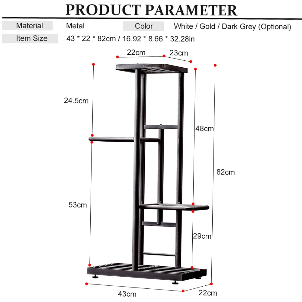 4-Tier Display Shelf Flower Pots Rack Plant Stand Potting Ladder Planter Stand Heavy Duty Storage Shelving Rack for Potted Plant