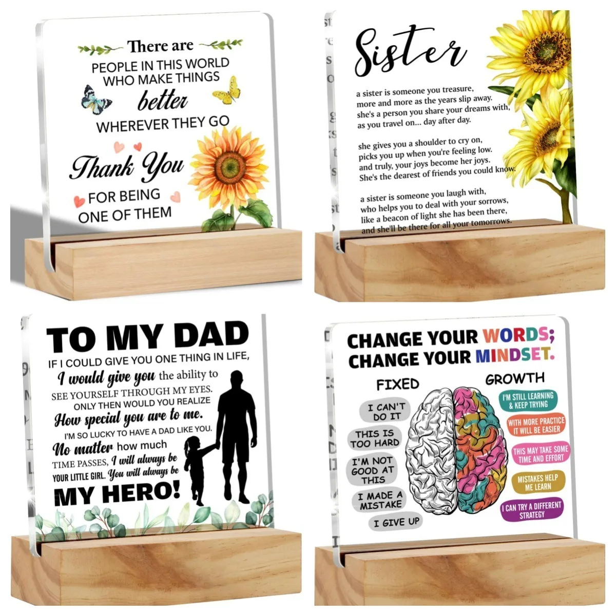 Motivational Gifts Employee Appreciation Gifts Desk Decorative Sign Acrylic Sign With Wooden Stand for Office Desk Table Shelf