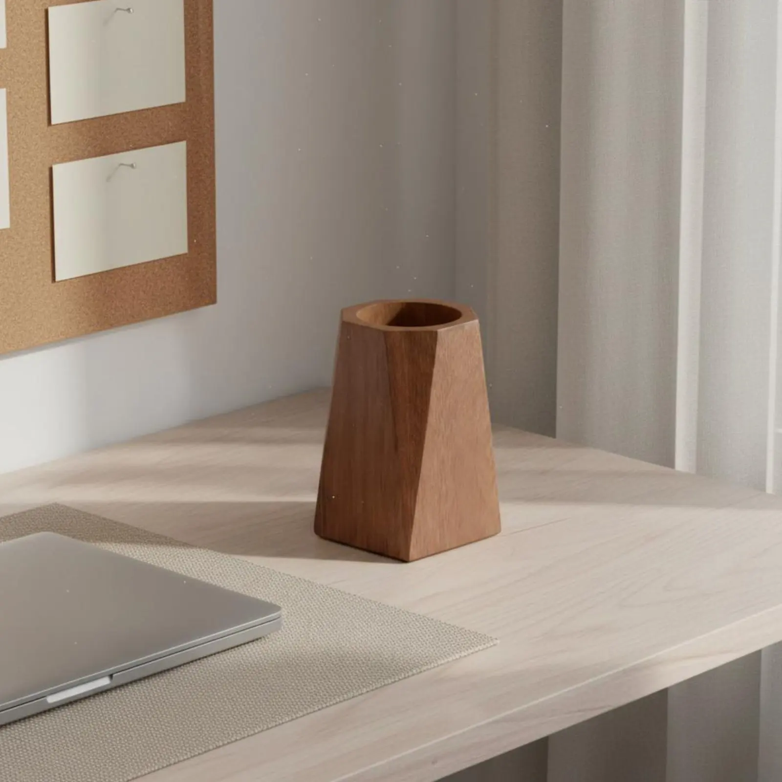 Wooden Pen Holder Multifunctional Walnut Wood Pen Container Square Writing Utensil Container Minimalist Design Black Walnut