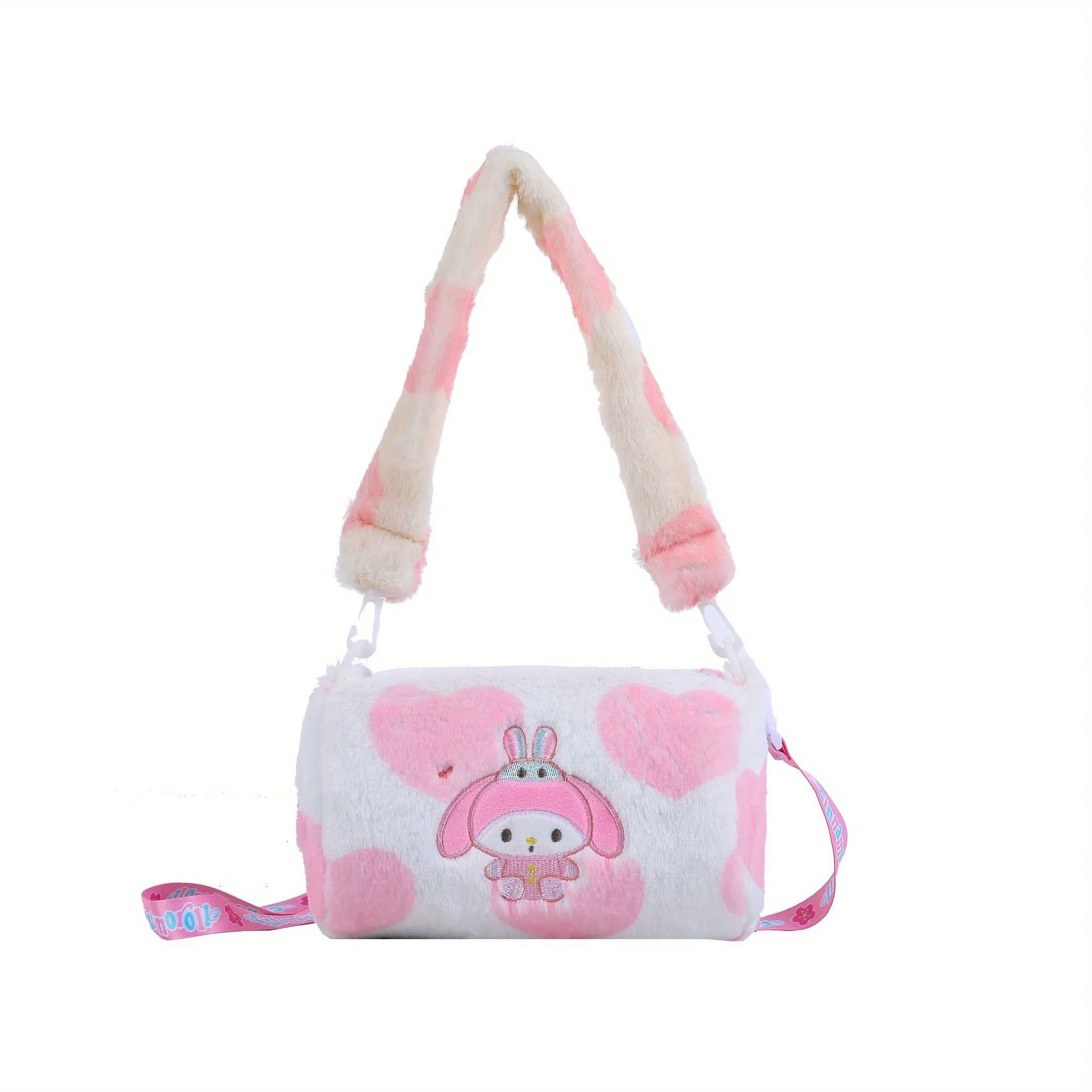 1 kusu z sanrio kreslený cylindr crossbody brašna, roztomilá plyš kreslený kabelka, dámská crossbody brašna